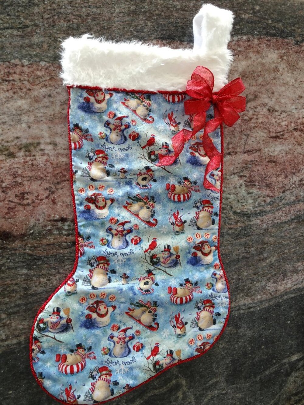 27"x12" Large Beautiful Handmade Keepsake Snowman Christmas Stocking